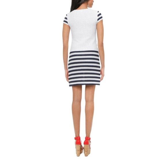 Diane Von Furstenberg Navy and White Stripe Suji Honeycomb Knit Dress NWOT - Picture 6 of 9
